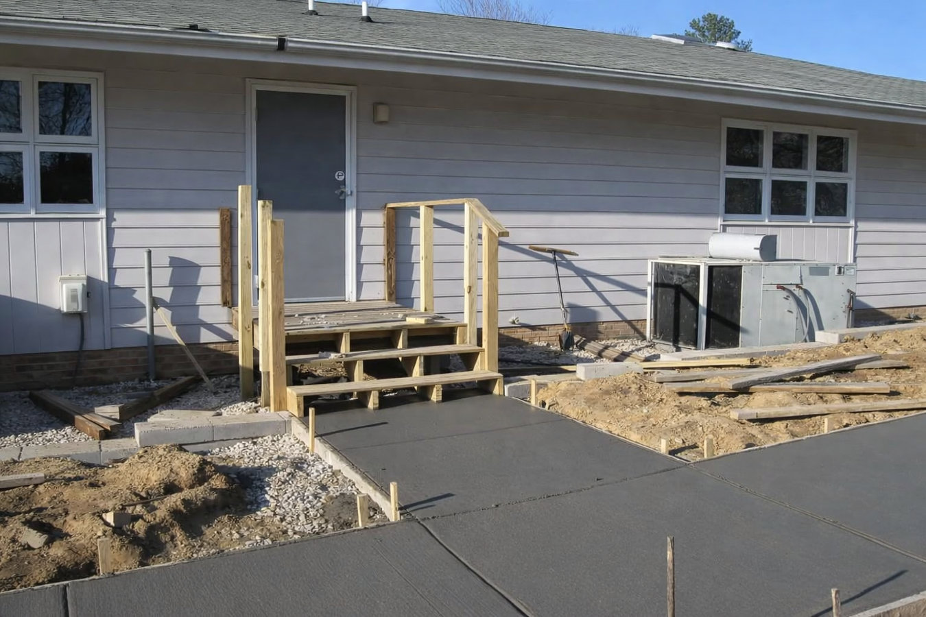 Concrete sidewalk building in Leominster, MA